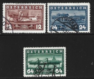 AUSTRIA Scott #382-384 Used Set Centenary of Steamships stamps 2022 CV $1.65