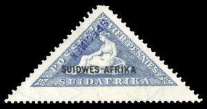 South West Africa SG55Bs Cat£70, 1927 4p gray blue, overprinted Specimen in ...