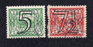 Netherlands 1940 5c on 3c & 7 1/2c on 3c Surcharges, Scott 227-228 used