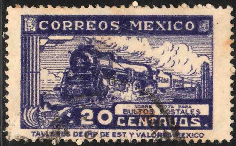 MEXICO Q6, 20¢ PARCEL POST. STEAM ENGINE. USED. F-VF (1019)