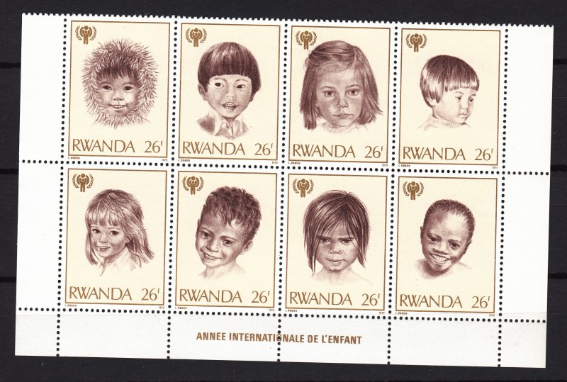 Z2967 1979 rwanda blk/8 mnh #923 children