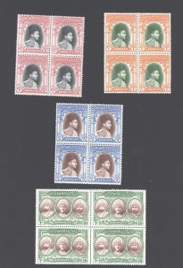 Pakistan-Bahawalpur Scott 18-21 blocks of 4, hinged at top, nh at bottom