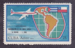 Cuba C249 MNH 1972 MNH Havana-Santiago de Chile Airmail Air Service