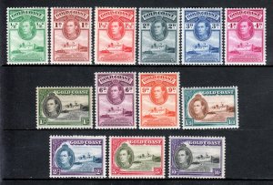 GOLD COAST — SCOTT 115-127 — 1938-41 KGVI PICTORIAL SET — MH — SCV $26