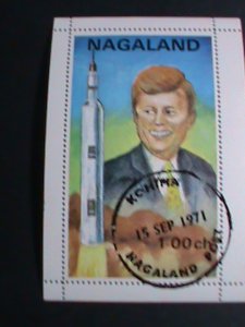 GRATE BRITAIN-NAGALAND STAMP-1971  KENNEDY AND SPACE PROGRAMS-CTO S/S VF