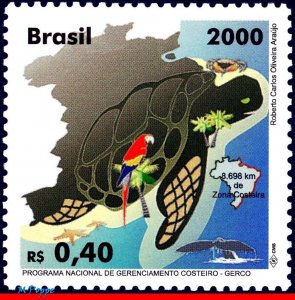 2742 BRAZIL 2000 GERCO, COASTAL ZONE, PARROT, TURTLE, WHALE, MI# 3028 C-2276 MNH