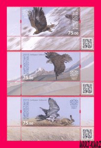 KYRGYZSTAN 2015 Nature Fauna Predatory Bird Hunting Falcon Falconry Salbuurun 3v