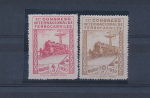 1930 SPAIN - 440 / 441- 11 International Congress of Railways, Trains, 4 red pes