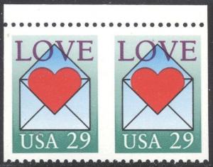 U.S. #2618a MInt NH w/Cert - 1992 29c Love, Imperf Between