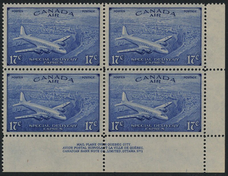 Canada CE3 BR Plate Block MNH Aircraft