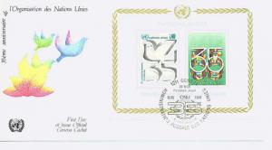 UN Gen Sc# 95 FDC SS Dove Flags 35th Ann UN Cachet