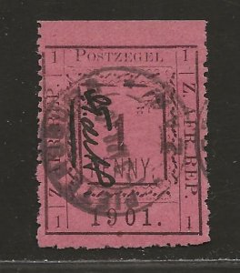 TRANSVAAL SC# 196 (SG#25c)   NO LINE ABOVE LR '1'   F/CTO