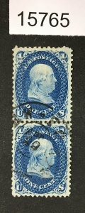 MOMEN: US STAMPS # 63 DARK BLUE APPROACHING #63b USED PAIR LOT #15765