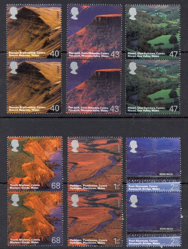 Great Britain Sc# 2215-2220 MNH v pair 2004 Wales Scenery