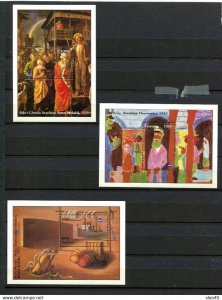 Worldwide 3 Souvenir Sheets Polish artists Ghana Tanzania Maldives  MNH 11554