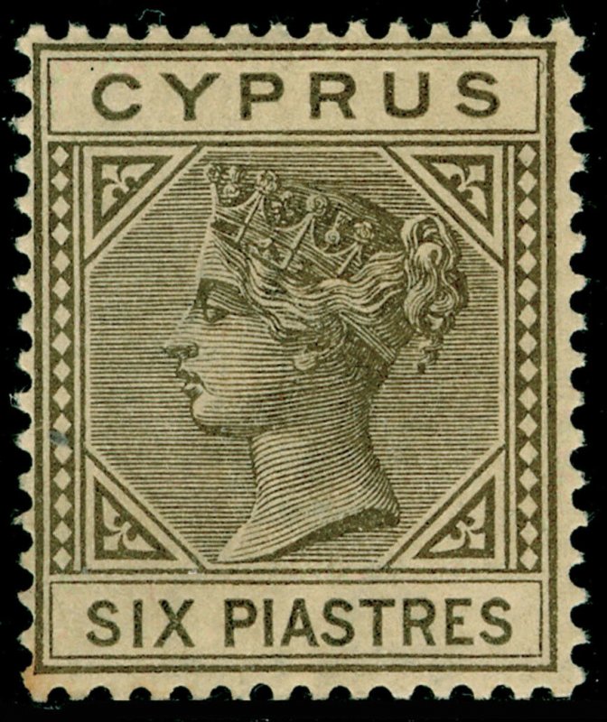 CYPRUS SG21, 6pi olive-grey, NH MINT. Cat £75+ DIE I