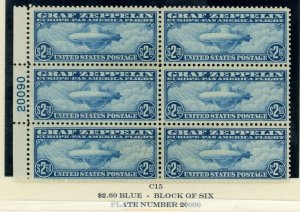 SC# C13-15 ZEPPELIN PLATE BLOCKS VF NH MOUNTED ON PAGE STUNNING AK 3/26/24