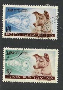 Romania; Scott 1200-1201; 1957; Precanceled; NH; Dogs; Space; Complete Set