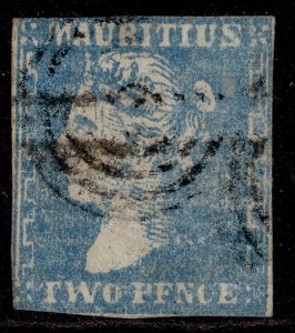 MAURITIUS QV SG43, 2d slate-blue, USED. Cat £1400.