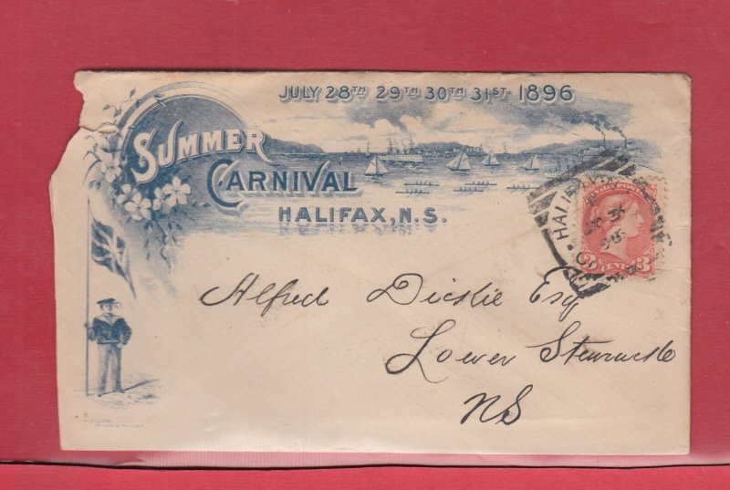 Summer Carnival Halifax NS Small Queen Squared Circle 1896 advertising cover