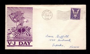 US  905 used  patriotic cover ww2 VJ day 1945