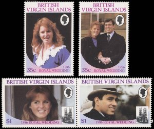 BRITISH VIRGIN ISLANDS Sc 537-40 VF/MNH - 1986 Royal Wedding - Complete Set