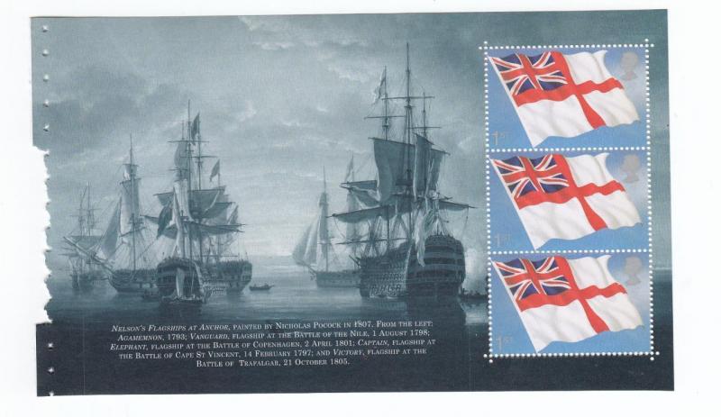 GB MNH NELSONS FLAG SHIPS AT ANCHOR ENSIGNS PRESTIGE BOOKLET PANE PO FRESH