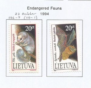 LITHUANIA - 1994 - Endangered Fauna -  Perf 2v Set - M L H