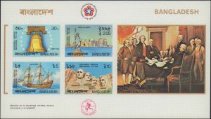 Bangladesh #114a, Complete Set, Souvenir Sheet, Imperforated, 1976, Americana...