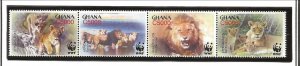 Ghana Sc 2433,2433e NH issue of 2004, WWF - African Lion