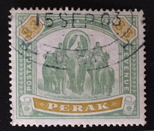 MALAYA 1898 PERAK Elephants & Howdah $3 Used SG#78 M4111