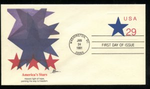 US U619 29 cent Envelope Star UA Fleetwood cachet FDC