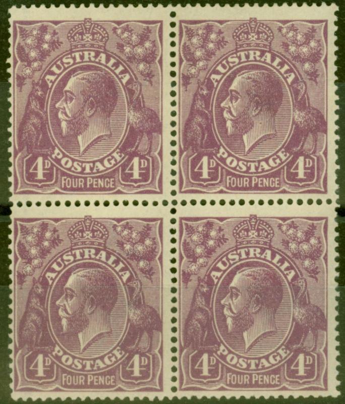 Australia 1921 4d Violet SG64 Very Fine MNH Block of 4