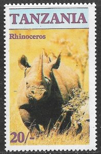 TANZANIA 1986 20sh Rhinoceros Endangered Wildlife Pictorial Sc 321 MNH