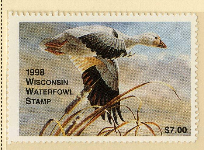 US WI21 WISCINSIN STATE DUCK STAMP 1998  MNH SCV $15.00 BIN $7.50