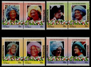 Tuvalu - Niutao 37-40 Specimen o/p MNH Queen Mother 85th Birthday, Flowers