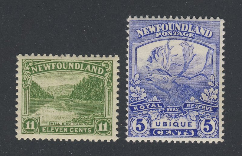 2x Newfoundland Mint Stamps; #140--11c MH VF  #119-5c Caribou MH VF GV = $25.00