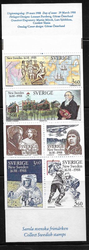 SWEDEN, 1677A, MNH,COMP. BKLT NEW SWEDEN 1638-1988