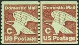 U.S.#1947 Eagle 'C' Rate Domestic Mail Coil Line Pair, MNH. Dry Gum