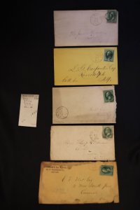 5 US covers w/fancy or specialty cancels on 158 or 184 (#1825)