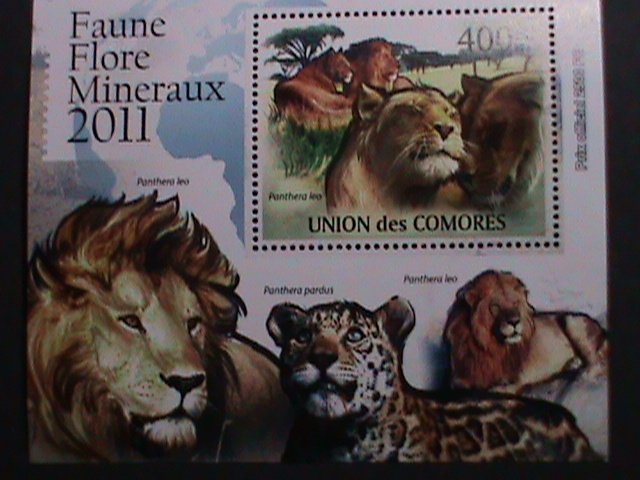 ​COMORO ISLANDS 2011-COLORFUL BEAUTIFUL WILD ANIMALS-LIONS MNH S/S-VERY FINE