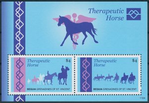 Bequia Stamps 2011 MNH Therapeutic Horse Horses Farm Animals 2v S/S II