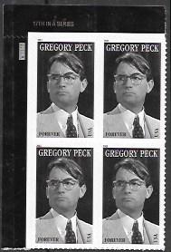 US Gregory Peck #4526 Plate Block