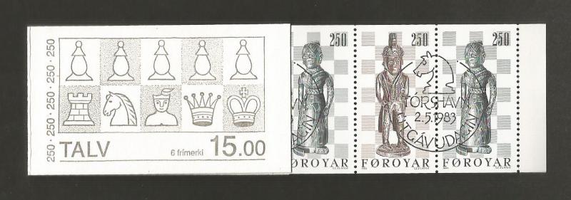 FAROE ISLANDS – 1983 - COMPLETE BOOKLET – CHESSMEN - Scott #94a w/ FDCancel