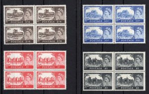 1955 WATERLOW CASTLES SET SG 536-539 IN UNMOUNTED MINT BLOCKS OF 4 Cat £1000