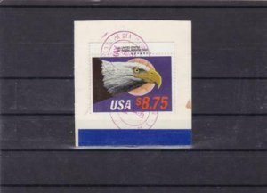 united states bald eagle & moon 1988 stamp used on piece  ref r14948