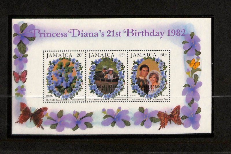 Princess Diana Stamp Collection on 13 Mystic Pages MNH, Jamaica - Liberia (BF)