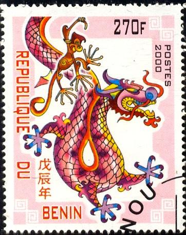 New Year 2000, Year of the Dragon, Benin stamp used