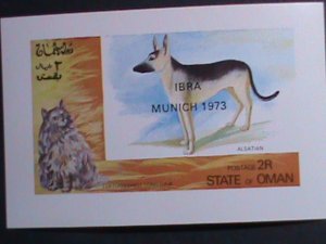 OMAN-1973 ALSATIAN DOG & LONG HAIR CAT-IBRA-MUNICH-IMPERF-MNH S/S VERY FINE