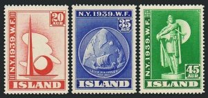 Iceland 213-215,MLH/MNH.Michel 204-206. New York World's Fair,1939.Ship,Statue.